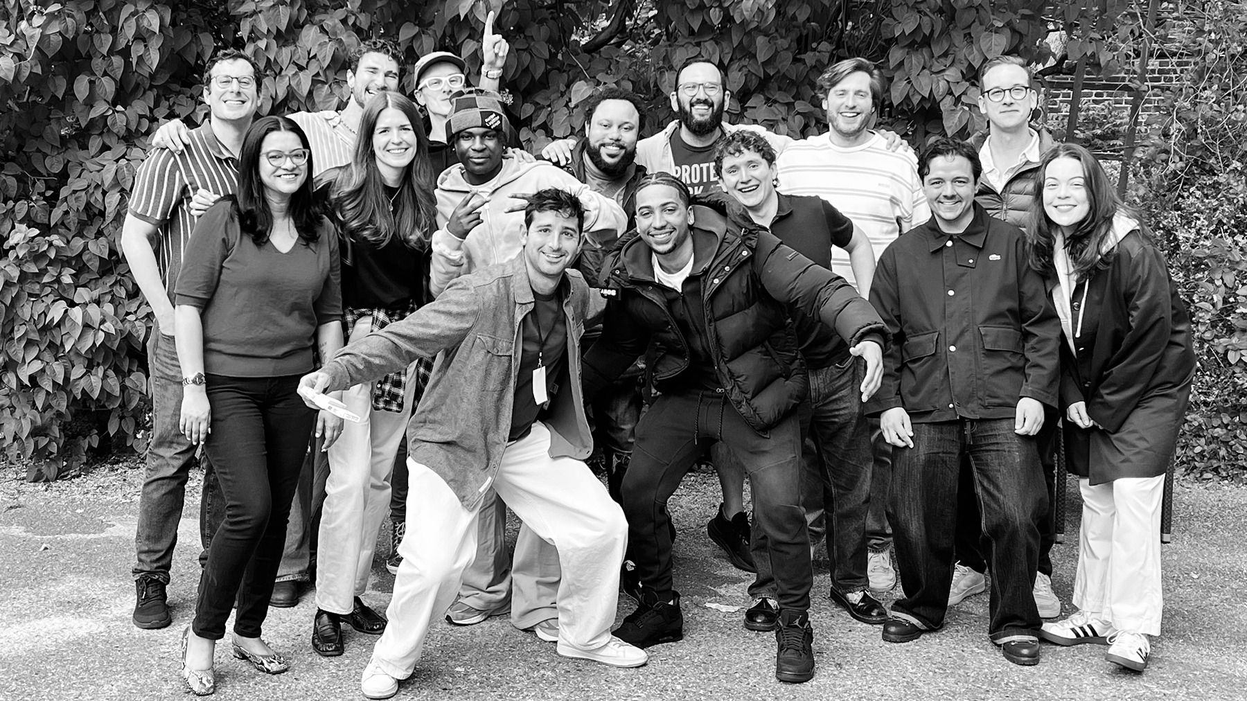 The group posed for camera
